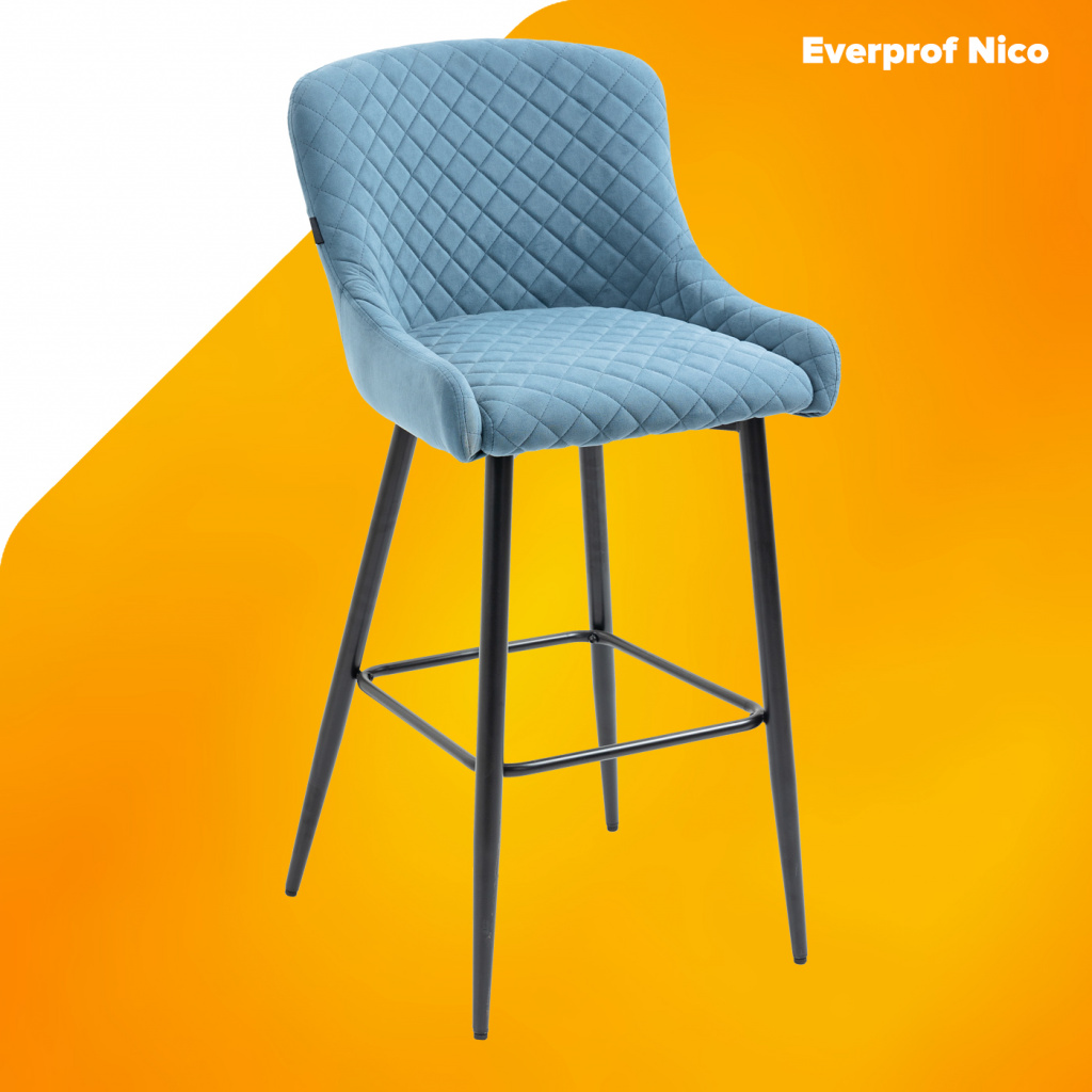 Стул барный Everprof Nico Ткань Голубой