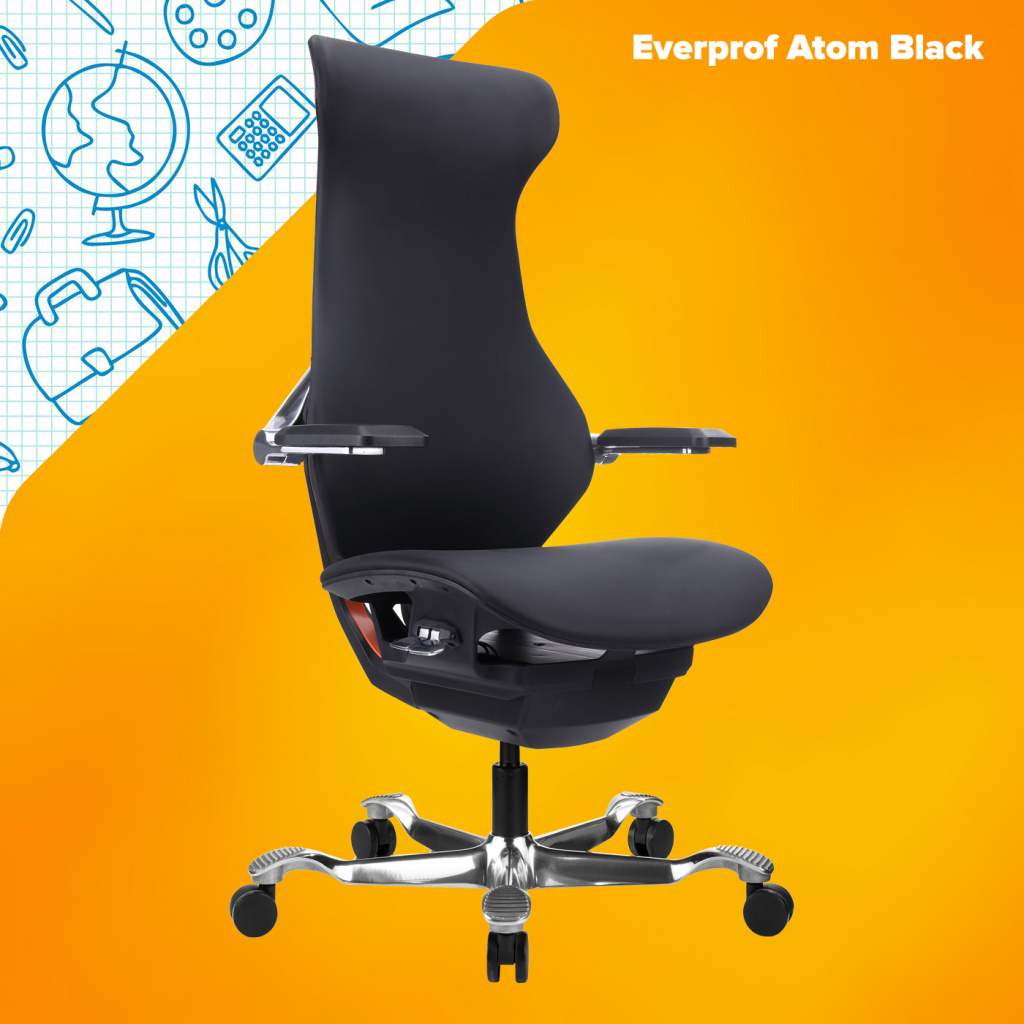 Эргономичное кресло Atom Black Экокожа Черный